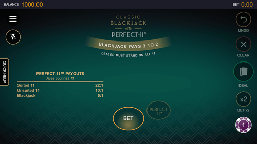 Classic Blackjack with Perfect-11